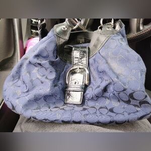 Coach Blue and Black Patterned Soho Lynn  Hobo handbag